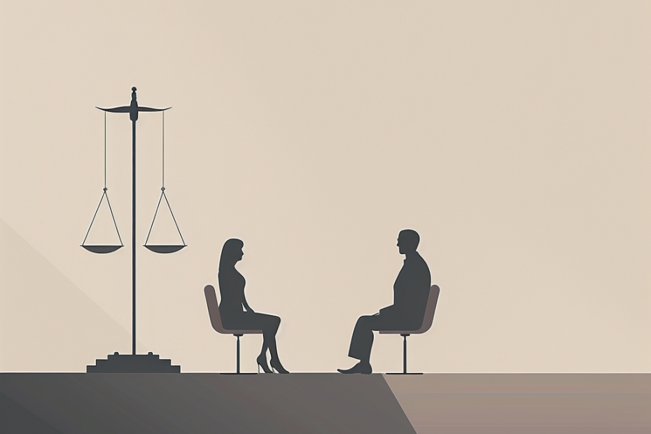 Illustration représentant la médiation vs procédure judiciaire - choix entre résolution amiable et justice traditionnelle